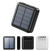 Banque d'énergie solaire chargeur de téléphone portable powerbank solaire haute capacité 10000mah banque d'énergie solaire 4 en 1 câbles batterie externe solaire