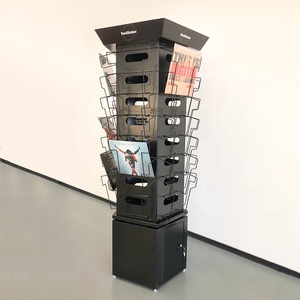 Custom Record Shops Black Metal Five-Sided 360 <strong>Rotating</strong> Vinyl Record Rack With 30 Pocket &amp; Storage Cabinet - Product Image 5