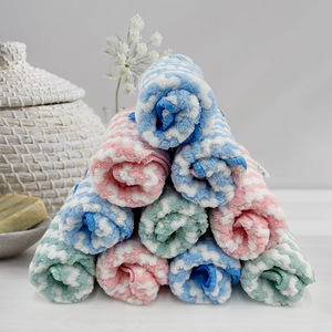 Paño de Cocina de Felpa Coral Rectangular, Rosa, Verde, Azul, con Rayas, Absorbente, Sin Pelusas, Toalla de Limpieza para Cocina - Product Image 2