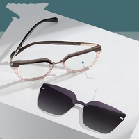 QSKY 3201 Lunettes de soleil unisexes de style papillon en métal TR90, logo personnalisé, verres polarisés avec clip magnétique