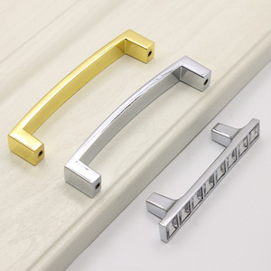 Crystal Drawer Pulls Luxury Chrome Gold Color <strong>Diamond</strong> studded Wood Furniture <strong>Cabinet</strong> Door Crystal Handles - Product Image 4