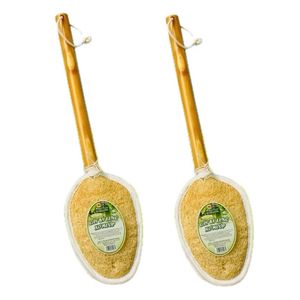 KB Ecolife Loofah Body & <b>Back</b> <b>Scrubber</b> with Wooden Handle Creates Fine Foam Exfoliates & Cleanses the Body 40cm Size - Product Image 1