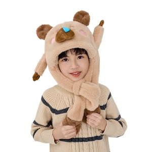 Kawaii Capybara Moving Ear Hat Boys Girls Cartoon <strong>Cute</strong> Animal Scarf Thickened Cap Winter Warm Kids <strong>Stuff</strong> Caps Christmas Gifts - Product Image 1