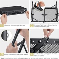 Table de camping moderne avec plateau en maille, légère, portable, petite, pliable, réglable en hauteur, en aluminium, pour l'extérieur