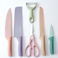 Vibrant 6 pièces lames en acier inoxydable ensemble de couteaux de cuisine colorés Sharp Durable élégant emballage de boîte-cadeau en plastique écologique
