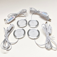 Lampu LED DC5V 1.5M Kabel Saklar ON/OFF 3W Lampu Sorot Permukaan Sederhana Lampu Langit-langit Bundar Lampu Kabinet Pameran