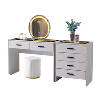 Meuble de dressing commode simple avec plateau en verre prix de gros coiffeuse moderne sur mesure lampes à led pour bijoux