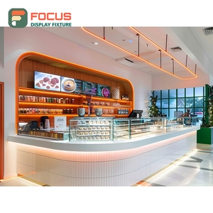 Mostrador de Servicio de Café Creativo con Estante para Condimentos y Revestimiento de Chapa de Roble - Product Image 3