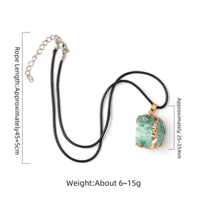 Forma Irregular Pedra Natural Colar De Cristal Corda De Couro Preto Rose Quartz Ametista Cura Cristais Colar Pingente - Product Image 5