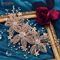 YouLaPan Diadème de mariée en cristal de luxe, fleur, diadème de mariage, accessoires pour cheveux en strass, bandeau de mariée HP252