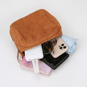 Sac à bandoulière en velours côtelé de style japonais pour femmes, sac à bandoulière carré horizontal avec fermeture éclair, sac de poitrine portable de grande capacité pour usage quotidien - Product Image 4