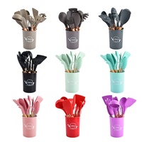 Ensemble d'ustensiles de cuisine de qualité supérieure, 12 pièces, résistants à la chaleur, de qualité alimentaire, cuillère, spatule, fouet à pâtisserie, pinces, manches en bois