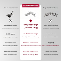 Faux cils en bande Y03 en forme de U, tige noire fine, luxe, naturels, effet wispy, sans cruauté, pour maquillage facile, personnalisables, vente en gros