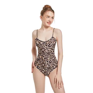 Custom Tan Door Bikini Voor Vrouwen Luipaard Eendelig Badpak