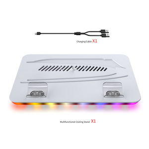 แท่นชาร์จคอนโทรลเลอร์ PS5 พร้อมไฟ RGB แสงไฟสร้างบรรยากาศ พัดลมระบายความร้อน แท่นวางคู่พร้อมพอร์ต USB สำหรับ PS5 และ PS5 Slim - Product Image 2