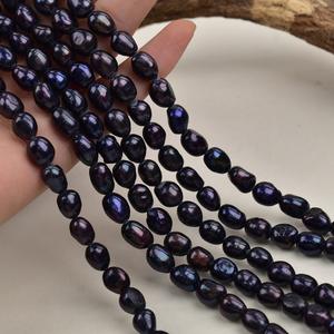 Collar de Perlas Barrocas Naturales de Agua Dulce de 8-9 mm, Perla Negra Suelta para Joyería DIY, Semiterminada con Orificio Recto - Product Image 1