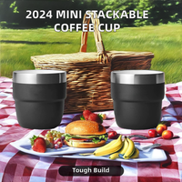 Tasse à Café Isotherme Unique et Empilable en Acier Inoxydable Écologique de Petite Capacité (120/180 ml) pour Boissons Chaudes/Froides, Modèle 2025