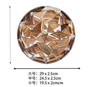 Plateau de service en résine et bois, motif géométrique incrusté, écologique, compatible lave-vaisselle, qualité professionnelle, plat décoratif pour fruits et collations - Product Image 3