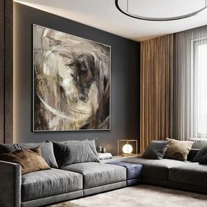 Pintura al Óleo Texturizada 3D de Caballos en Blanco y Negro, Arte Atrevido, Pintado a Mano, para Espacios Modernos, Venta al Por Mayor - Product Image 2