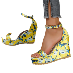 Sandalias de Plataforma con Tacón Grueso y Diseño Floral de Moda 2026, Sandalias de Mujer con Punta Abierta, Transpirables, Antideslizantes, de PU, para Verano - Product Image 1