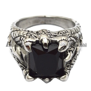 Tùy chỉnh thực hiện 18K mạ vàng sterling bạc lớn động vật Claw vuông đen onyx đá vòng - Product Image 2