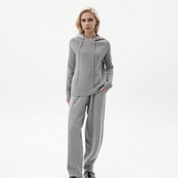 Sweat à capuche en laine rayé pour femmes Pull en tricot de sport 100% Laine solide à manches longues Tricots à capuche décontractés pour femmes