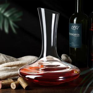 Carafe à vin élégante en cristal sans plomb à bec oblique sans poignée, carafe à ventre rond - Product Image 5