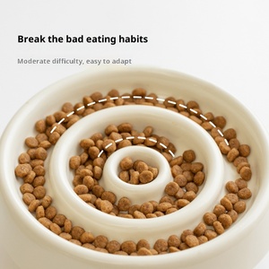 Mangkuk tempat makan anjing keramik pelat ramah lingkungan tahan air IPX5 desain bulat pelindung tulang belakang serviks anti-tersedak mangkuk lambat - Product Image 2
