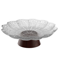 Grensoverschrijdende Hot Sale Creatieve Lotusblad Hoge Voet Moderne Fruit Schaal Duurzaam Gegraveerd Plantenmotief Nieuwe Chinese Stijl Ecologisch