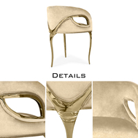 Chaise de salle à manger au design moderne et luxueux, chaise rembourrée en velours avec accents en laiton poli pour la maison, les bars, les hôtels, les villas