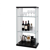 Vitrine cubique minimaliste de haute qualité en verre trempé avec dos en bois flotté, modèle TMG G418, pour usage commercial, domestique et muséal