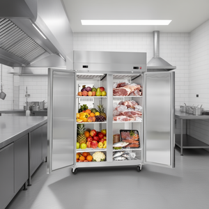 Équipement de réfrigération pour cuisine commerciale, congélateur combiné en acier inoxydable de 31,89 pouces de large, dégivrage automatique, double porte, vertical - Product Image 2
