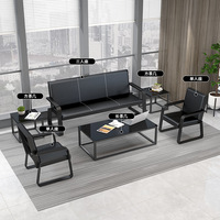 Ensemble canapé 3 places et table basse en cuir et fer, style moderne et minimaliste pour bureau - Écologique, idéal pour appartement, hôtel, entreprise, salle à manger, école, salon