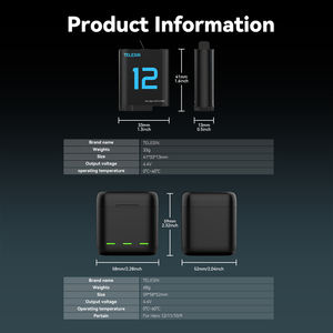 <span class=keywords><strong>TELESIN</strong></span> pour Hero 12/11/10/9 Boîte de charge rapide 3-en-1 1750mAh avec stockage de cartes TF et batterie - Product Image 6