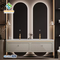 Meuble-lavabo de salle de bain moderne en bois massif style ferme/entrepôt 48 pouces OEM Juerte 2025 avec égouttoir en cuivre et miroir pour chambre et salle à manger