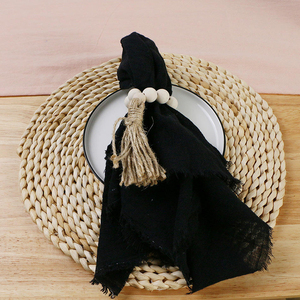 Serviette ronde jetable en coton 100% lin faite à la main rose style uni pour un usage domestique pour les anniversaires et Noël - Product Image 2