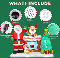 2,4 m Weihnachts-Aufblasbare LED-Countdown-Uhr für Außendekoration mit Schneemann, Weihnachtsmann, Rentier und Weihnachtsbaum