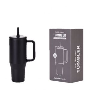 Nouvelle tasse isotherme de 40 oz, anti-fuite, avec couvercle à paille pliable, portable, pour boire directement, tasse de voiture - Product Image 5