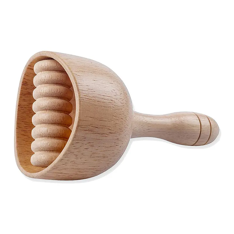 Wood Therapy Swedish Massage Cup with Roller Anti-Cellulite Handheld Wooden Massage Cup Tool