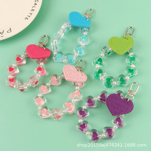 Bracelet créatif Porte-clés Pendentif Lettre Cuir Transparent Coeur Personnalisé Sac Accessoires - Product Image 3