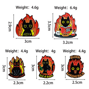 Spille in metallo a forma di gatto arrabbiato divertente, all'ingrosso, spille in smalto duro a forma di cartone animato, spille personalizzate in lega di zinco con smalto morbido a forma di anime per decorazione - Product Image 3