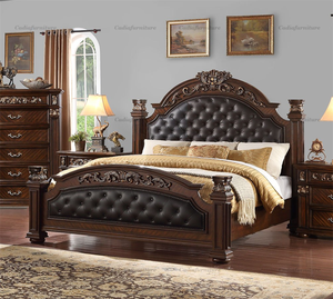 Set di Mobili per <span class=keywords><strong>Camera</strong></span> <span class=keywords><strong>da</strong></span> <span class=keywords><strong>Letto</strong></span> in Stile Americano Moderno, Arredamento in Legno Massello Intagliato per <span class=keywords><strong>Letto</strong></span> Matrimoniale - Product Image 5