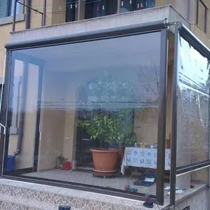 Motorlu su geçirmez veranda zip parça açık zipscreen şeffaf pvc balkon panjur