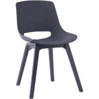 Chaise d'extérieur moderne en plastique avec design géométrique, élégante, confortable et légère, pour jardin, patio, balcon, parc.