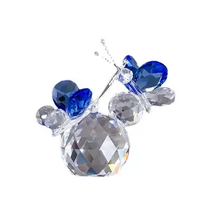 Yaratıcı K9 çift top kristal kelebek küçük süs kristal hediyeler süs kristal 3D kelebek