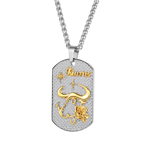 Taurus 12 segni zodiacali collana in acciaio inox splendidamente progettato catena a maglie romantico oroscopo ciondolo commemorativo - Product Image 1