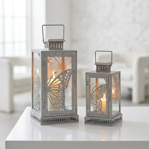 Lanternes à bougies en métal découpées en forme de papillon, dernières nouveautés des fabricants, pour la décoration de la maison et les mariages - Product Image 1