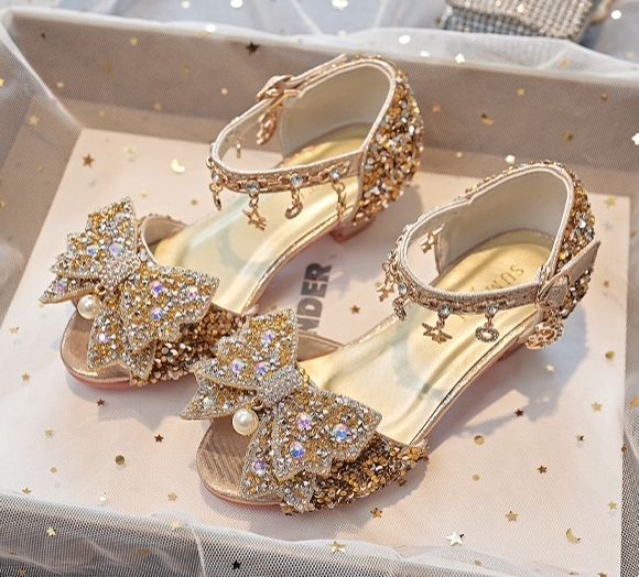 New Children's High-Heeled Crystal Princess Shoes