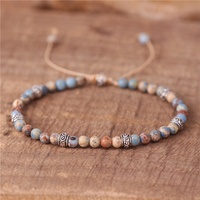 Bracelet en pierres naturelles de jaspe impérial argenté vintage antique de 18 couleurs pour femmes, bijoux en pierres précieuses ajustables bohèmes, vente en gros
