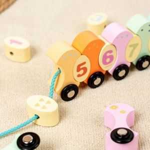 Cadeaux d'anniversaire pour enfants, jouets Montessori pour développer la motricité fine, train à enfiler en bois, perles à lacer pour bébé - Product Image 5